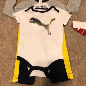 Puma Matching Sets - Size 0-3 NWT 3 Piece PUMA Set in Yell/Blk/Grey 😍 Puma Matching Sets - Size 0-3 NWT 3 Piece PUMA Set in Yell/Blk/Grey 😍